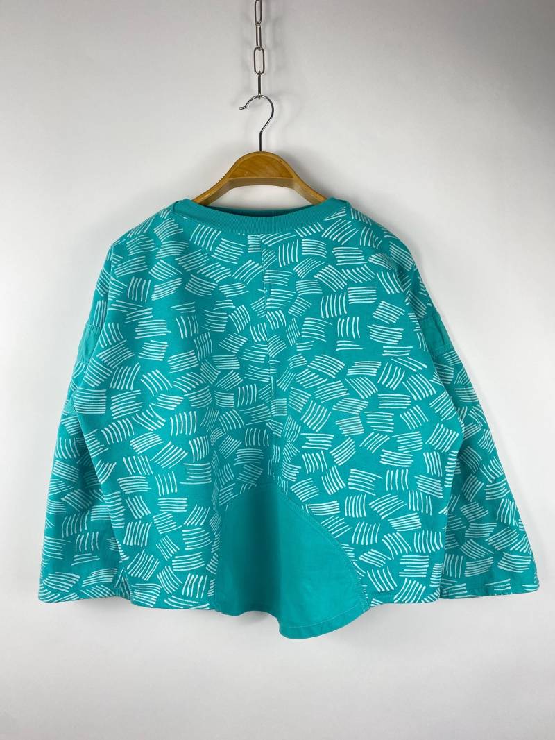 Vintage 80S 90S Sweater Avant Garde Abstract Pattern Maritime Turquoise | Size M von AIVILANE