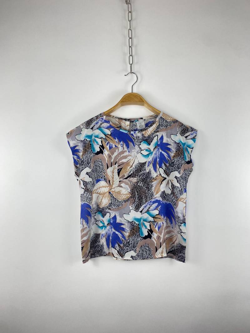 Vintage 80S Sleeveless Blouse Top Shirt Blossoms Leaves Made in West Germany C&a | Size M von AIVILANE