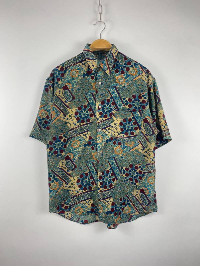 Vintage Crazy Pattern Shirt Ethno Silky Made in Italy | Size M/L Vintage Crazy Pattern Shirt Ethno Silky Made in Italy | Size M/L von AIVILANE