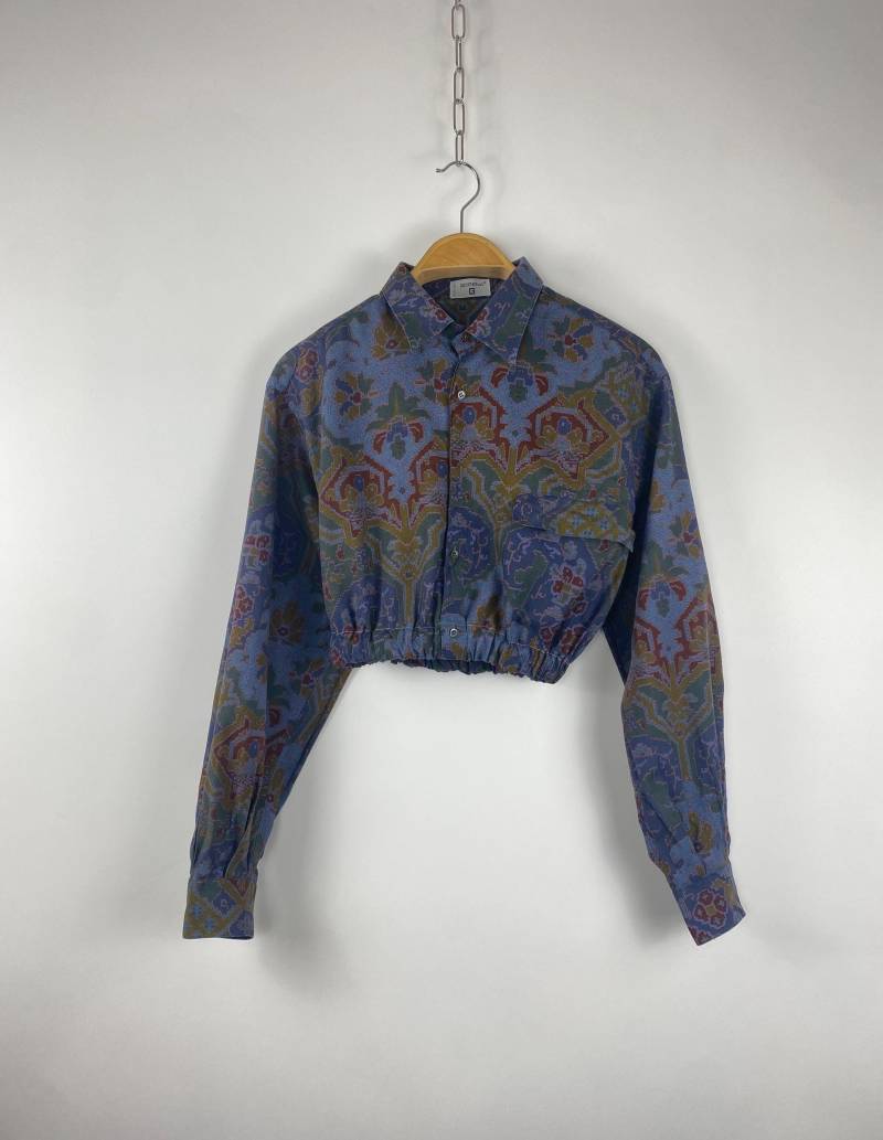 Vintage Cropped Blouse Short Crazy Pattern Made in Italy | Size S von AIVILANE