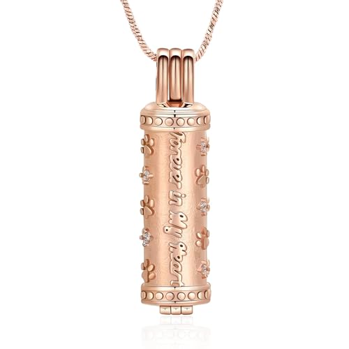 AIWENXI 3D Hundepfote Halskette für Asche Zylindrisch Erinnerungsschmuck Aus Edelstahl Erinnerungen Traueranhänger Für Haustierliebhaber von AIWENXI