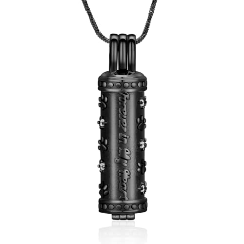 AIWENXI 3D Hundepfote Halskette für Asche Zylindrisch Erinnerungsschmuck Aus Edelstahl Erinnerungen Traueranhänger Für Haustierliebhaber von AIWENXI