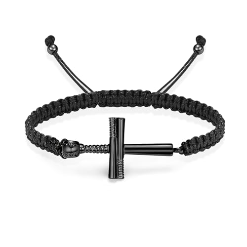 AIWENXI Baseball geflochtenes Seil Armbänder für Asche verstellbar Memorial Kremation Schmuck Erinnerungsarmband für Männer Frauen Unisex von AIWENXI