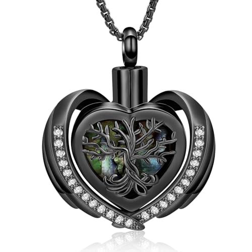 Baum des Lebens Einäscherung Schmuck Urn Halsketten für Asche Herz Form Liebhaber Andenken Gedenkurne Edelstahl Asche Anhänger Einäscherung Schmuck von AIWENXI
