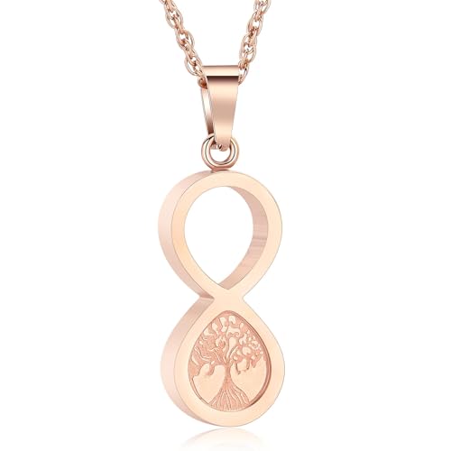 Baum des Lebens Einäscherung Schmuck für Asche 8-Shaped Asche Halsketten für Männer Frauen Edelstahl Andenken Gedenkurne Asche Anhänger Schmuck von AIWENXI