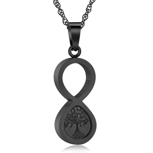 Baum des Lebens Einäscherung Schmuck für Asche 8-Shaped Asche Halsketten für Männer Frauen Edelstahl Andenken Gedenkurne Asche Anhänger Schmuck von AIWENXI