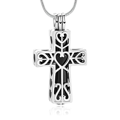 Einäscherung Urne Halskette für Asche für Frauen Männer Kreuz Zylinder Einäscherung Schmuck für Asche geliebten Menschen Memorial Keepsake Anhänger von AIWENXI