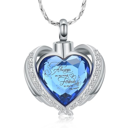 Einäscherungsschmuck für Asche AnhängerKristall Herz Urnen-Halskette mit Mini Andenken Urn Memorial Asche-Schmuck von AIWENXI
