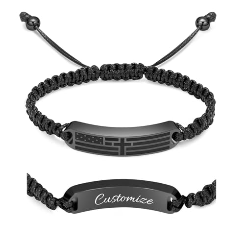 AIWENXI Erinnerungs-Urne Armbänder Flagge Muster Quadrat gewebt Seil verstellbar Kremation Schmuck für Asche Erinnerung Trauer Geschenk für Frauen Männer von AIWENXI