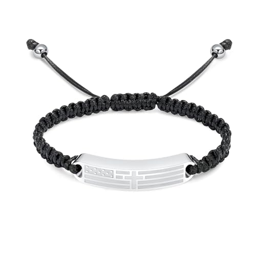 AIWENXI Erinnerungs-Urne Armbänder Flagge Muster Quadrat gewebt Seil verstellbar Kremation Schmuck für Asche Erinnerung Trauer Geschenk für Frauen Männer von AIWENXI