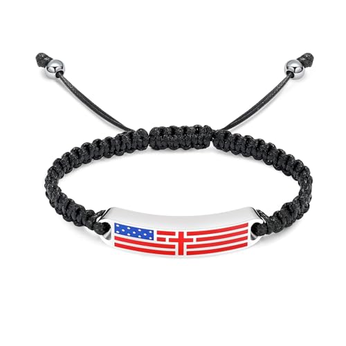 AIWENXI Erinnerungs-Urne Armbänder Flagge Muster Quadrat gewebt Seil verstellbar Kremation Schmuck für Asche Erinnerung Trauer Geschenk für Frauen Männer von AIWENXI