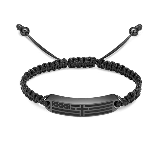 AIWENXI Erinnerungs-Urne Armbänder Flagge Muster Quadrat gewebt Seil verstellbar Kremation Schmuck für Asche Erinnerung Trauer Geschenk für Frauen Männer von AIWENXI