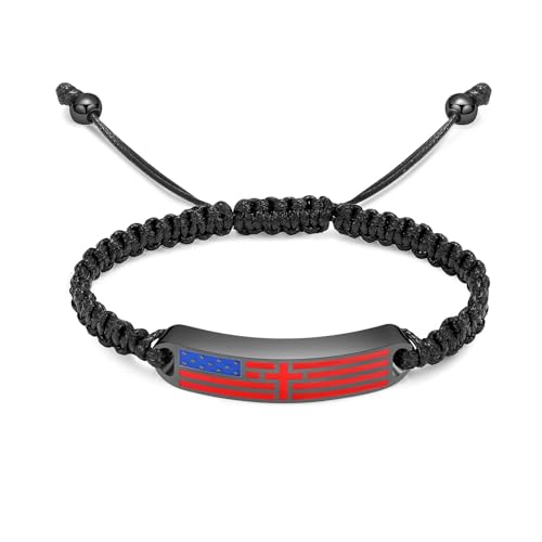 AIWENXI Erinnerungs-Urne Armbänder Flagge Muster Quadrat gewebt Seil verstellbar Kremation Schmuck für Asche Erinnerung Trauer Geschenk für Frauen Männer von AIWENXI