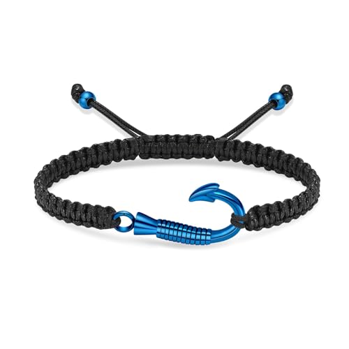 AIWENXI Fischhaken Kremation Armbänder für Asche Mini Fischhaken geflochtene Seil Urne Armbänder für Männer Edelstahl Asche Gedenken Armband Haustier Erinnerungen Armband von AIWENXI