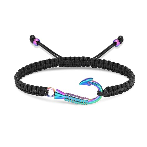AIWENXI Fischhaken Kremation Armbänder für Asche Mini Fischhaken geflochtene Seil Urne Armbänder für Männer Edelstahl Asche Gedenken Armband Haustier Erinnerungen Armband von AIWENXI