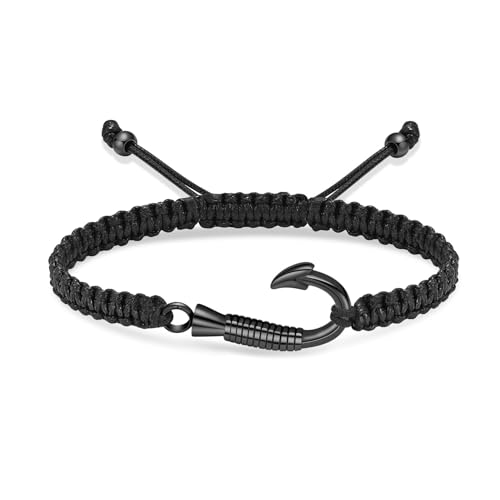 AIWENXI Fischhaken Kremation Armbänder für Asche Mini Fischhaken geflochtene Seil Urne Armbänder für Männer Edelstahl Asche Gedenken Armband Haustier Erinnerungen Armband von AIWENXI