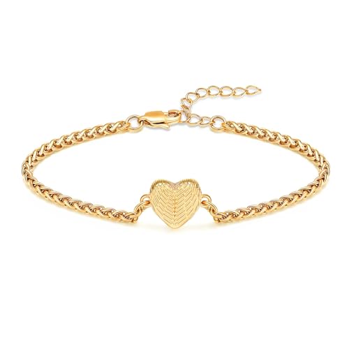 AIWENXI Flügel Kremation Armbänder für Asche Herz Form Urn Armbänder für Männer Frauen Edelstahl verstellbare Haustier Erinnerungen Gedenkstätte Asche Armband Schmuck von AIWENXI