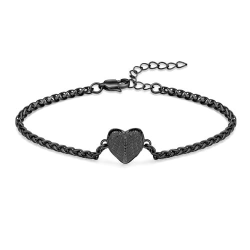 AIWENXI Flügel Kremation Armbänder für Asche Herz Form Urn Armbänder für Männer Frauen Edelstahl verstellbare Haustier Erinnerungen Gedenkstätte Asche Armband Schmuck von AIWENXI