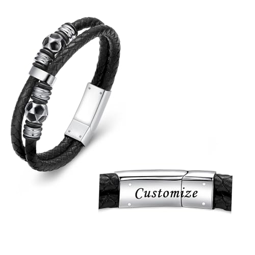 AIWENXI Fußball Kremation Schmuck Urne Armband für Asche für Männer Edelstahl PU Leder Asche Armbänder Haustier Erinnerungen Gedenken Asche Armbänder von AIWENXI