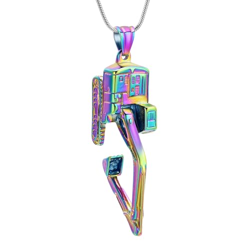 AIWENXI Gedenkstätte Einäscherung Bagger Halsketten für Männer Frauen Urnen Halsketten Anhänger Edelstahl Menschliche Asche Andenken Anhänger Schmuck Medaillon Schmuck Halter von AIWENXI