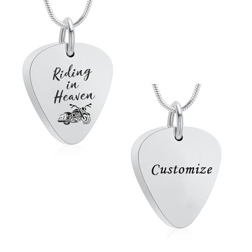 AIWENXI Gitarre Pick Urne Halsketten für Asche Motorrad Kremation Memorial Asche Halsketten für Männer Frauen Edelstahl Haustier Erinnerungen Anhänger von AIWENXI