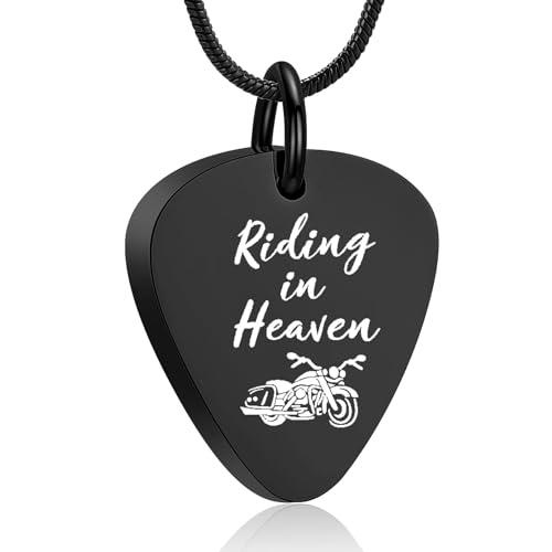 AIWENXI Gitarre Pick Urne Halsketten für Asche Motorrad Kremation Memorial Asche Halsketten für Männer Frauen Edelstahl Haustier Erinnerungen Anhänger von AIWENXI