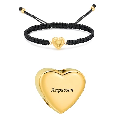 AIWENXI Herz Einäscherung Schmuck Urnen Armband für Asche Edelstahl geflochtenes Seil Handgemachte Haustier menschliche Asche Armband Schmuck für Männer Frauen von AIWENXI