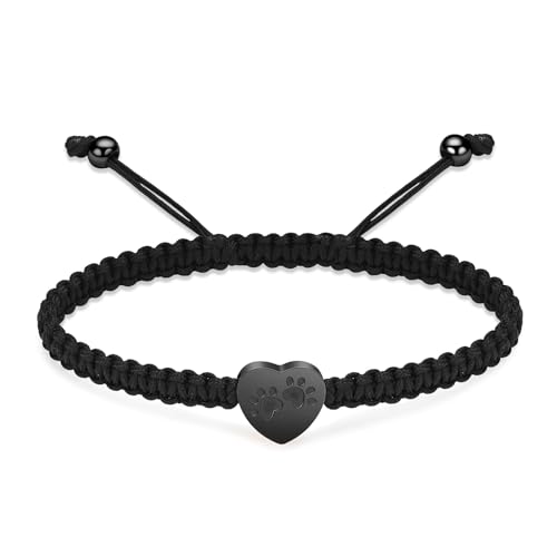 Herz Einäscherung Urne Armband für Asche Edelstahl Paw Print Anhänger Keepsake Schmuck einstellbare geflochtene Armband Armreif Haustier Hund Katze Memorial Geschenk für Frauen von AIWENXI