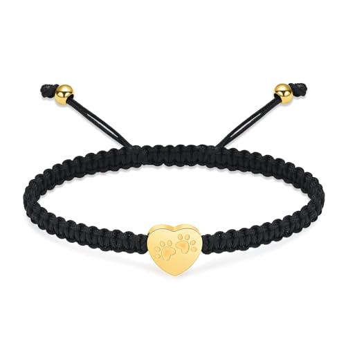 Herz Einäscherung Urne Armband für Asche Edelstahl Paw Print Anhänger Keepsake Schmuck einstellbare geflochtene Armband Armreif Haustier Hund Katze Memorial Geschenk für Frauen von AIWENXI