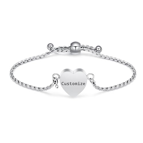 AIWENXI Herz Kremation Schmuck Urne Armbänder für Asche Verstellbare Gedenk Asche Armband für Frauen Edelstahl Asche Armbänder Erinnerungen Schmuck von AIWENXI