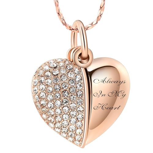AIWENXI Herz Urne Halskette für Asche Mini Herz Denkmal Kremation Schmuck Kristall Edelstahl Asche Anhänger Erinnerung für Männer Frauen von AIWENXI