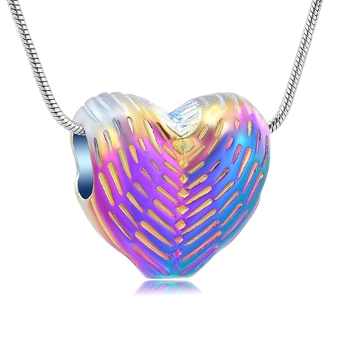 AIWENXI Herz Urne Halsketten für Asche Flügel Kremation Denkmal Mini Urnen Anhänger Schmuck Edelstahl Haustier/menschliche Asche Erinnerungen Halsketten für Männer Frauen von AIWENXI