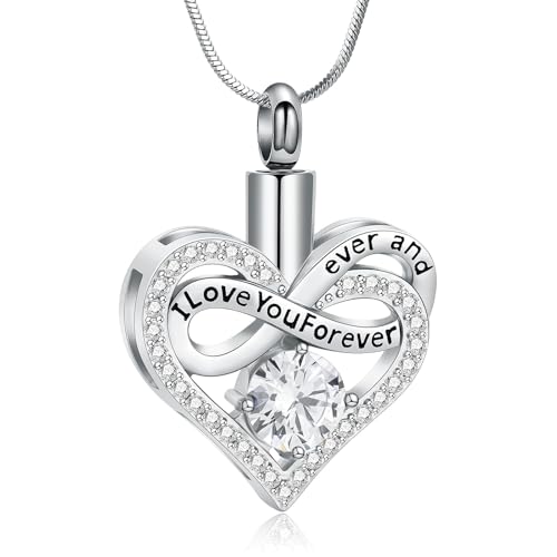 AIWENXI Herz Urne Halsketten für Asche Infinity Kremation Schmuck Asche Anhänger Kristall Herz Gedenkhalsketten Haustier/Liebe One Erinnerungen Aschenhalter Schmuck von AIWENXI