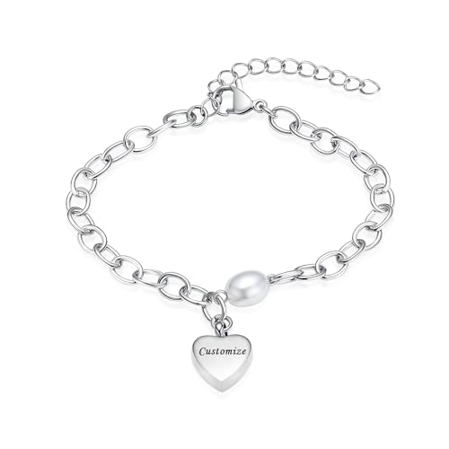 AIWENXI Herzförmiges Armbänder Für Asche Verstellbar Gedenk Schmuck Mit Perle Trauer Armbänder Für Frauen Männer Unisex von AIWENXI