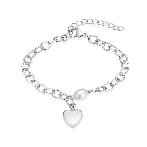 AIWENXI Herzförmiges Armbänder Für Asche Verstellbar Gedenk Schmuck Mit Perle Trauer Armbänder Für Frauen Männer Unisex von AIWENXI