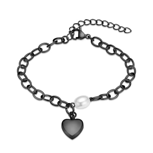 AIWENXI Herzförmiges Armbänder Für Asche Verstellbar Gedenk Schmuck Mit Perle Trauer Armbänder Für Frauen Männer Unisex von AIWENXI