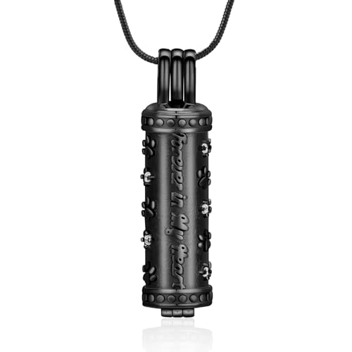 AIWENXI Hund Pfoten Kremation Schmuck für Asche Zylinder Gedenk Asche Halsketten für Männer Frauen Edelstahl Hund/Katze Erinnerungen Anhänger von AIWENXI