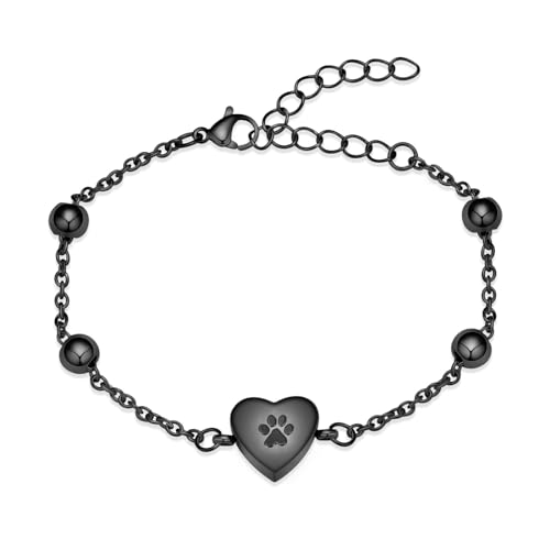 AIWENXI Hunde Pfoten Urne Armbänder für Asche Herz Kremation Schmuck Edelstahl Gedenkstätte Kremation Asche Armband verstellbare Erinnerungen Armbänder für Männer Frauen von AIWENXI