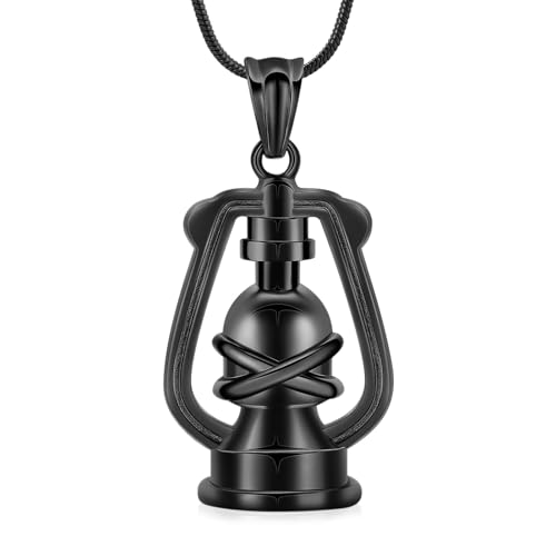 AIWENXI Kerosinlampe Form Urne Halsketten für Asche Edelstahl Gedenkanhänger Kremation Schmuck Erinnerung für Männer Frauen von AIWENXI
