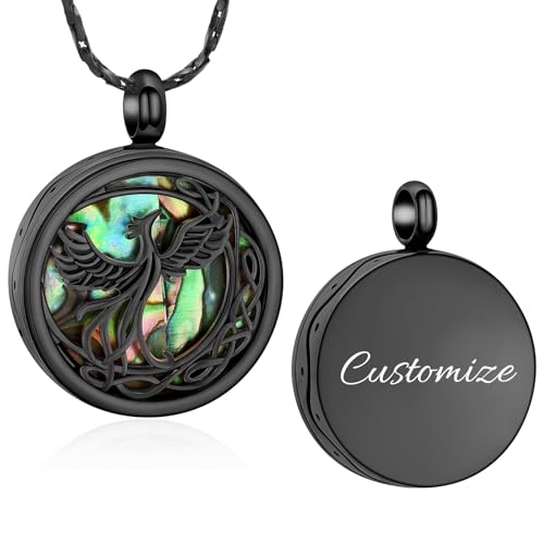 AIWENXI Kreation Denkmal Asche Schmuck Phoenix Abalone Urne Halsketten für Asche Edelstahl Haustier Erinnerungsstücke Denkmal Asche Anhänger Schmuck von AIWENXI
