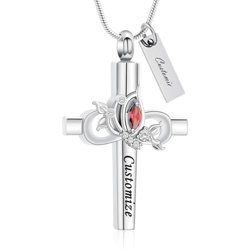 AIWENXI Kreuz Infinity Kremation Schmuck für Asche Schmetterling Asche Halskette für Frauen Edelstahl Kremation Gedenk Anhänger Schmuck von AIWENXI