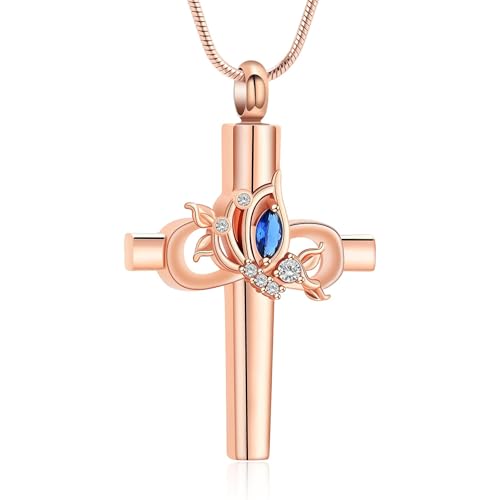 AIWENXI Kreuz Infinity Kremation Schmuck für Asche Schmetterling Asche Halskette für Frauen Edelstahl Kremation Gedenk Anhänger Schmuck von AIWENXI