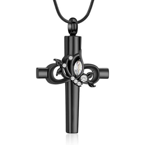 AIWENXI Kreuz Infinity Kremation Schmuck für Asche Schmetterling Asche Halskette für Frauen Edelstahl Kremation Gedenk Anhänger Schmuck von AIWENXI