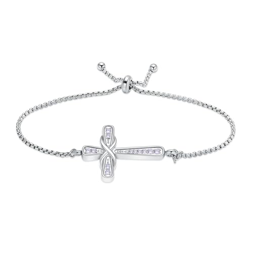 AIWENXI Kreuz Kremation Armband Unendlichkeit Urnen Armband für Männer Frauen Kristall Andenken Gedenkstein Asche Halter Armband von AIWENXI