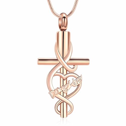 AIWENXI Kreuzkremation Schmuck für Asche Infinity Asche Halsketten für Männer Frauen Edelstahl Haustier Herz Form Gedenkanhänger Erinnerungen Geschenke von AIWENXI
