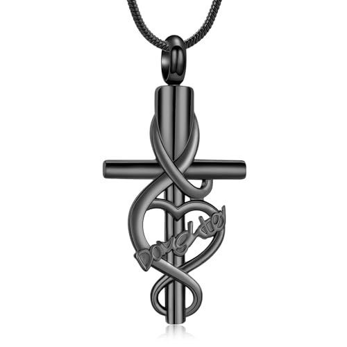 AIWENXI Kreuzkremation Schmuck für Asche Infinity Asche Halsketten für Männer Frauen Edelstahl Haustier Herz Form Gedenkanhänger Erinnerungen Geschenke von AIWENXI