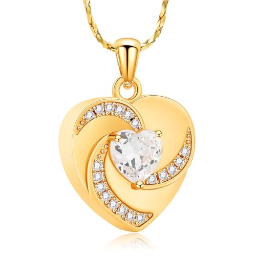 AIWENXI Kristall Herz Kremation Schmuck für Asche Herz Form Geburtsstein Urne Halsketten Edelstahl Gedenkschmuck Halsketten Haustier Erinnerungen Anhänger von AIWENXI