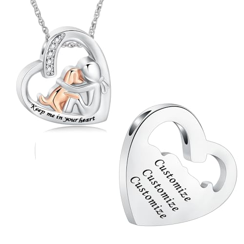 AIWENXI Kristall Herz Urne Halsketten für Asche Hund Kremation Schmuck Edelstahl Haustier Erinnerungs Asche Anhänger Schmuck für Männer Frauen von AIWENXI