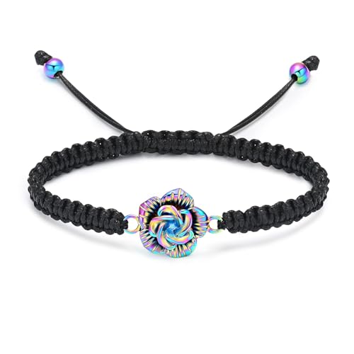 Rose Blume Einäscherung Armband für Asche für Frauen handgemachte geflochtene Seil verstellbare Armreif Keepsake Urne Memorial Schmuck Geschenk von AIWENXI