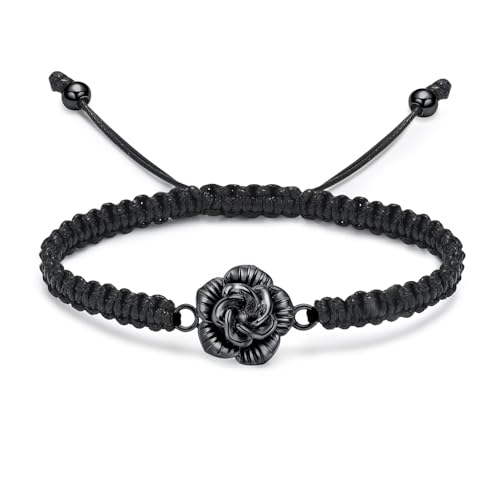 Rose Blume Einäscherung Armband für Asche für Frauen handgemachte geflochtene Seil verstellbare Armreif Keepsake Urne Memorial Schmuck Geschenk von AIWENXI